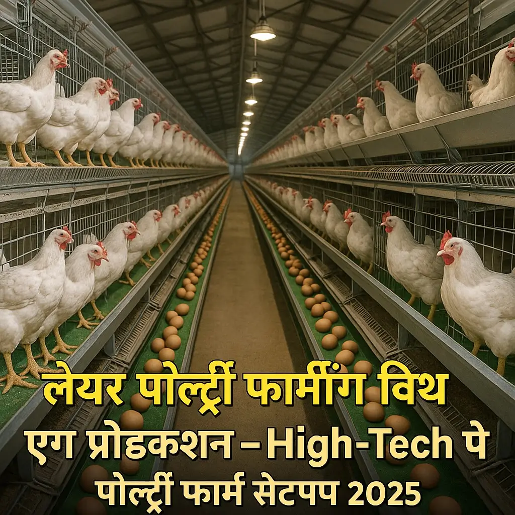 पोल्ट्री फार्मिंग 2025: कम पूंजी में ज्यादा मुनाफा देने वाला संपूर्ण व्यवसाय मार्गदर्शक 1 हाई-टेक लेयर पोल्ट्री फार्म में अंडा उत्पादन – Layer Farming Guide 2025