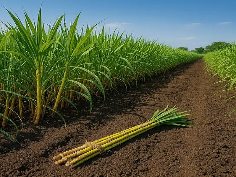 आधुनिक तकनीक से तैयार गन्ना उत्पादन का खेत 2025