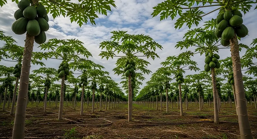 पपीता खेती Business Plan 2026 एक एकड़ में High Profit कैसे कमाएँ? 1 ड्रिप सिंचाई प्रणाली से पपीता खेती – पानी की बचत तकनीक