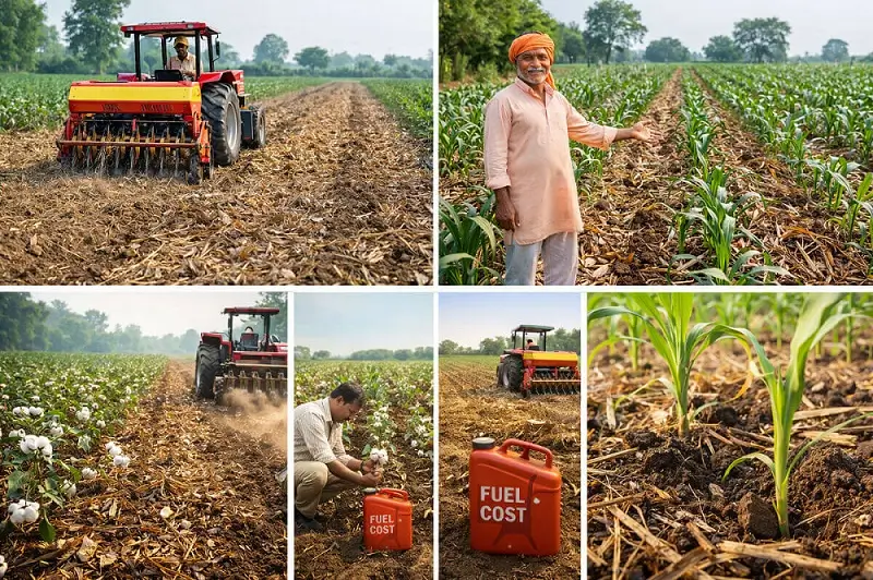 विनामशागती शेती पद्धतीत मका आणि कापूस पेरणी